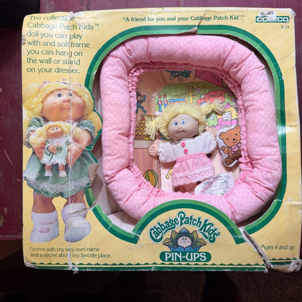 Vintage 1984 Cabbage Patch Kids Pin-Ups Doll Pink‎ Frame Coleco 3934 Wall Decor